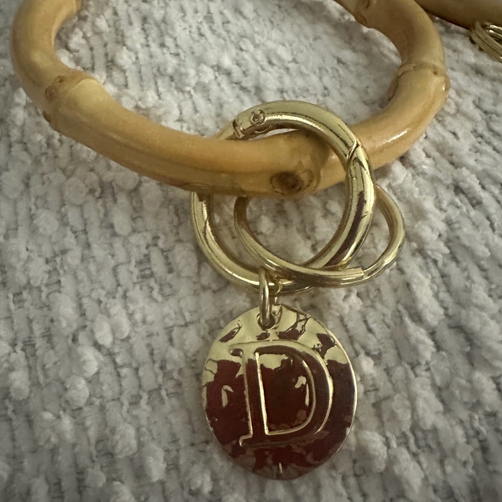 Bamboo Style Keyring with Inital - Picture 4 of 12
